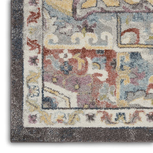 HomeRoots 5' Charcoal Brown and Golden Yellow Floral Medallion Area Rug - Durable, Stain-Resistant Design 8' X 10' 551338