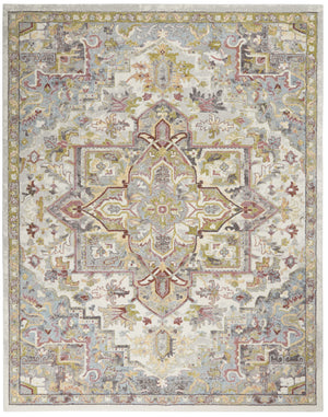 Homeroots 8' X 10' Ivory Green And Gray Floral Area Rug  Polypropylene 551339