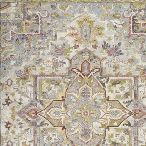 HomeRoots 5' Ivory Green and Gray Floral Medallion Area Rug - Timeless Elegance for Effortless Living Spaces 8' X 10' 551339