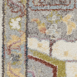 HomeRoots 5' Ivory Green and Gray Floral Medallion Area Rug - Timeless Elegance for Effortless Living Spaces 8' X 10' 551339