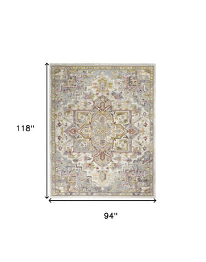 Homeroots 8' X 10' Ivory Green And Gray Floral Area Rug  Polypropylene 551339