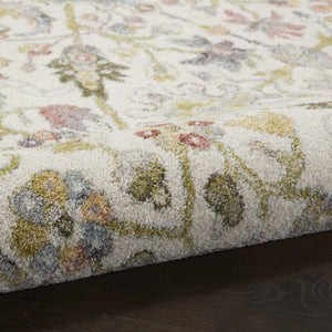 Homeroots 8' X 10' Ivory Green And Gray Floral Area Rug  Polypropylene 551340