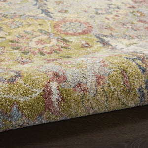 Homeroots 8' X 10' Green And Ivory Floral Distressed Area Rug  Polypropylene 551341