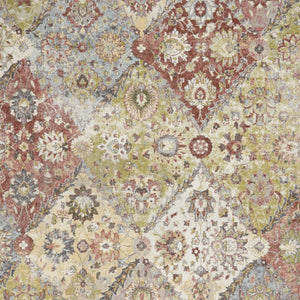 Homeroots 8' X 10' Green And Ivory Floral Distressed Area Rug  Polypropylene 551341