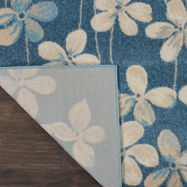 HomeRoots 8' Turquoise and Cream Floral Area Rug - Durable, Stain-Resistant Design for Stylish Home Décor 9' X 12' 551342