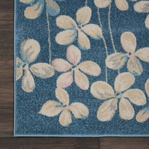 HomeRoots 8' Turquoise and Cream Floral Area Rug - Durable, Stain-Resistant Design for Stylish Home Décor 9' X 12' 551342