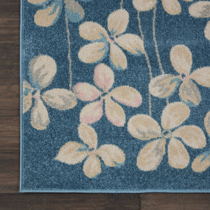 Homeroots 8' Turquoise And Cream Floral Area Rug - Durable, Stain-resistant Design For Stylish Comfort And Appeal 9' X 12' Polypropylene 551342