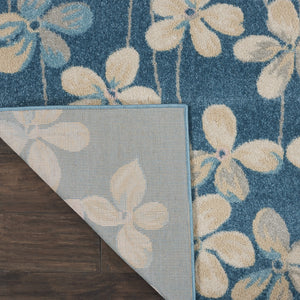 Homeroots 8' Turquoise And Cream Floral Area Rug - Durable, Stain-resistant Design For Stylish Comfort And Appeal 9' X 12' Polypropylene 551342