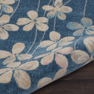 Homeroots 8' Turquoise And Cream Floral Area Rug - Durable, Stain-resistant Design For Stylish Comfort And Appeal 9' X 12' Polypropylene 551342