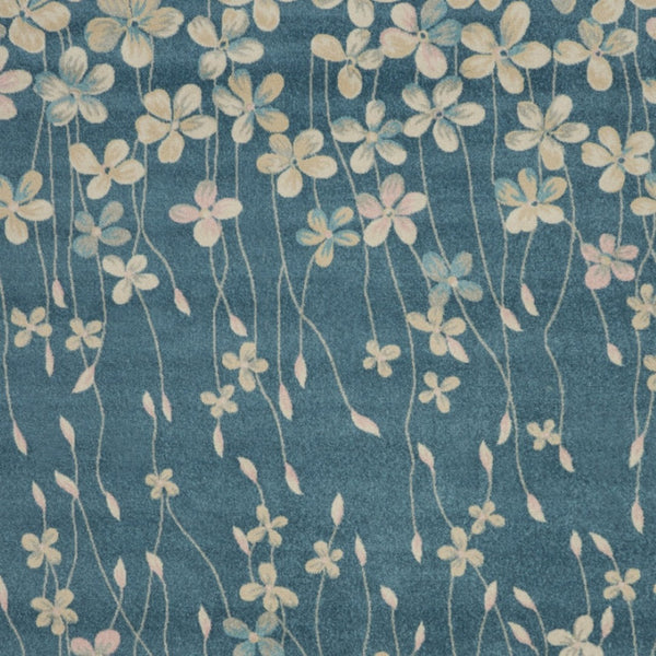 Homeroots 8' Turquoise And Cream Floral Area Rug - Durable, Stain-resistant Design For Stylish Comfort And Appeal 9' X 12' Polypropylene 551342