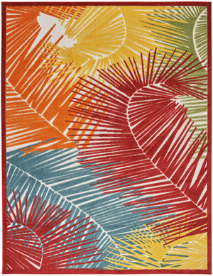 HomeRoots 10' Tropical Palm Leaf Area Rug - Vibrant Multicolor Indoor/Outdoor Design, Stain-Resistant & Durable 551343