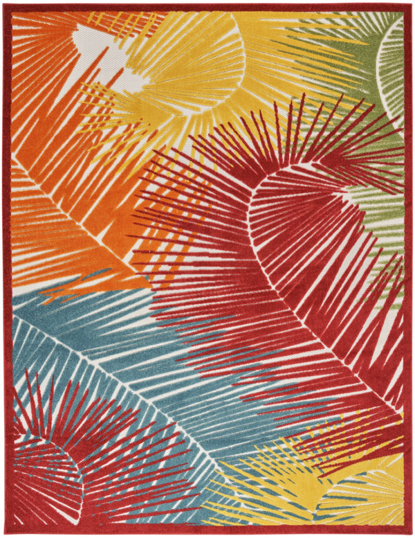 HomeRoots 10' Tropical Palm Leaf Area Rug - Vibrant Multicolor Indoor/Outdoor Design, Stain-Resistant & Durable 551343