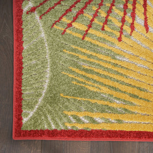 HomeRoots 10' Tropical Palm Leaf Area Rug - Vibrant Multicolor Indoor/Outdoor Design, Stain-Resistant & Durable 551343