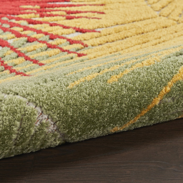 HomeRoots 10' Tropical Palm Leaf Area Rug - Vibrant Multicolor Indoor/Outdoor Design, Stain-Resistant & Durable 551343