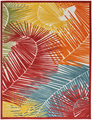 HomeRoots 10' Tropical Palm Leaf Area Rug - Vibrant Multicolor Indoor/Outdoor Design, Stain-Resistant & Durable 551343