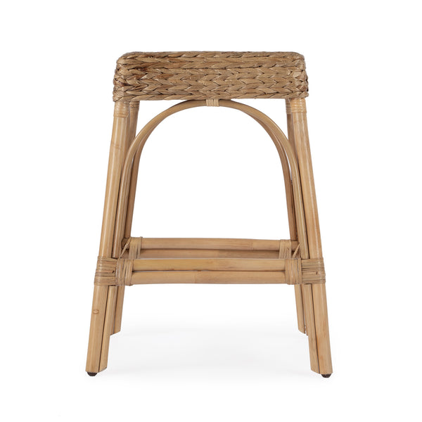 Butler Specialty Robias 24.5" Backless Rattan Counter Stool With Water Hyacinth, Stylish And Durable For Any Space Light Brown Rattan,Water Hyacinth 5513440-butler