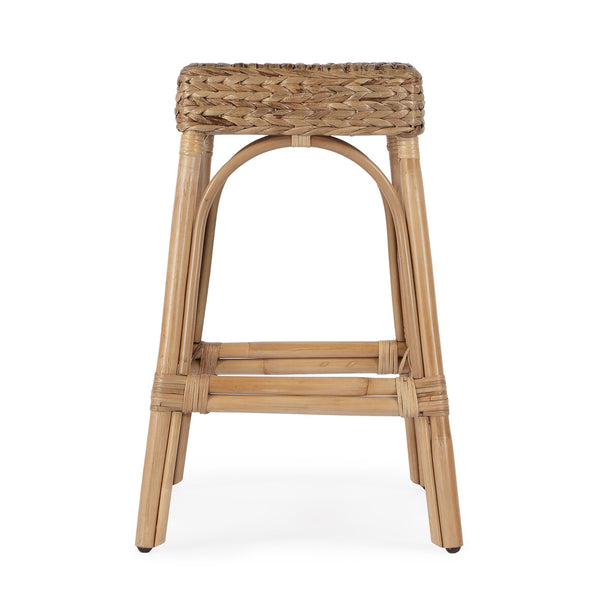 Butler Specialty Robias 24.5" Backless Rattan Counter Stool With Water Hyacinth, Stylish And Durable For Any Space Light Brown Rattan,Water Hyacinth 5513440-butler