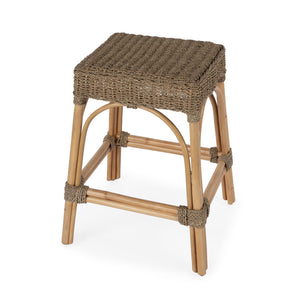 Butler Specialty Robias 24.5" Backless Rattan Counter Stool With Water Hyacinth, Stylish And Durable For Any Space Light Brown Rattan,Mendong 5513441-butler