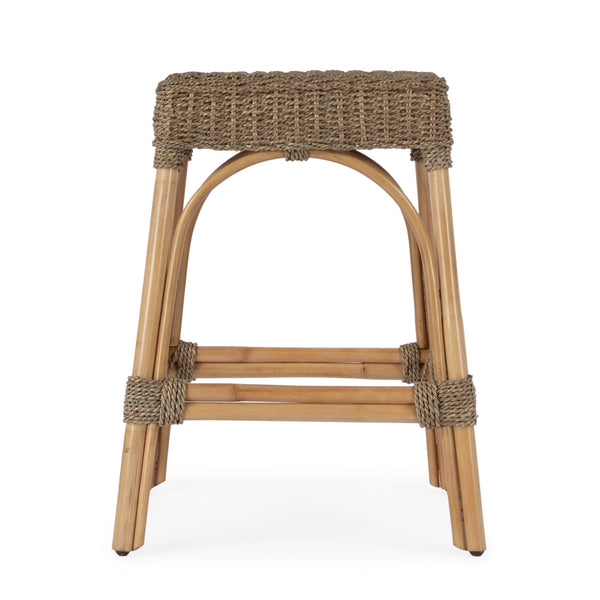 Butler Specialty Robias 24.5" Backless Rattan Counter Stool With Water Hyacinth, Stylish And Durable For Any Space Light Brown Rattan,Mendong 5513441-butler