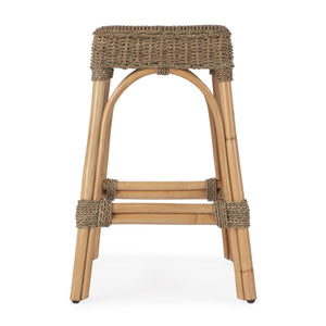 Butler Specialty Robias 24.5" Backless Rattan Counter Stool With Water Hyacinth, Stylish And Durable For Any Space Light Brown Rattan,Mendong 5513441-butler