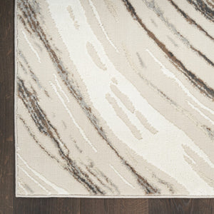 HomeRoots 5' Modern Abstract Area Rug in Beige, Black, and Gray – Stain-Resistant, Non-Skid, Durable Design 9' X 12' 551345