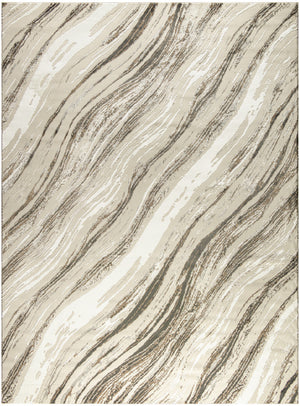 Homeroots 9' X 12' Beige Black And Gray Abstract Non Skid Area Rug  Polyester 551345