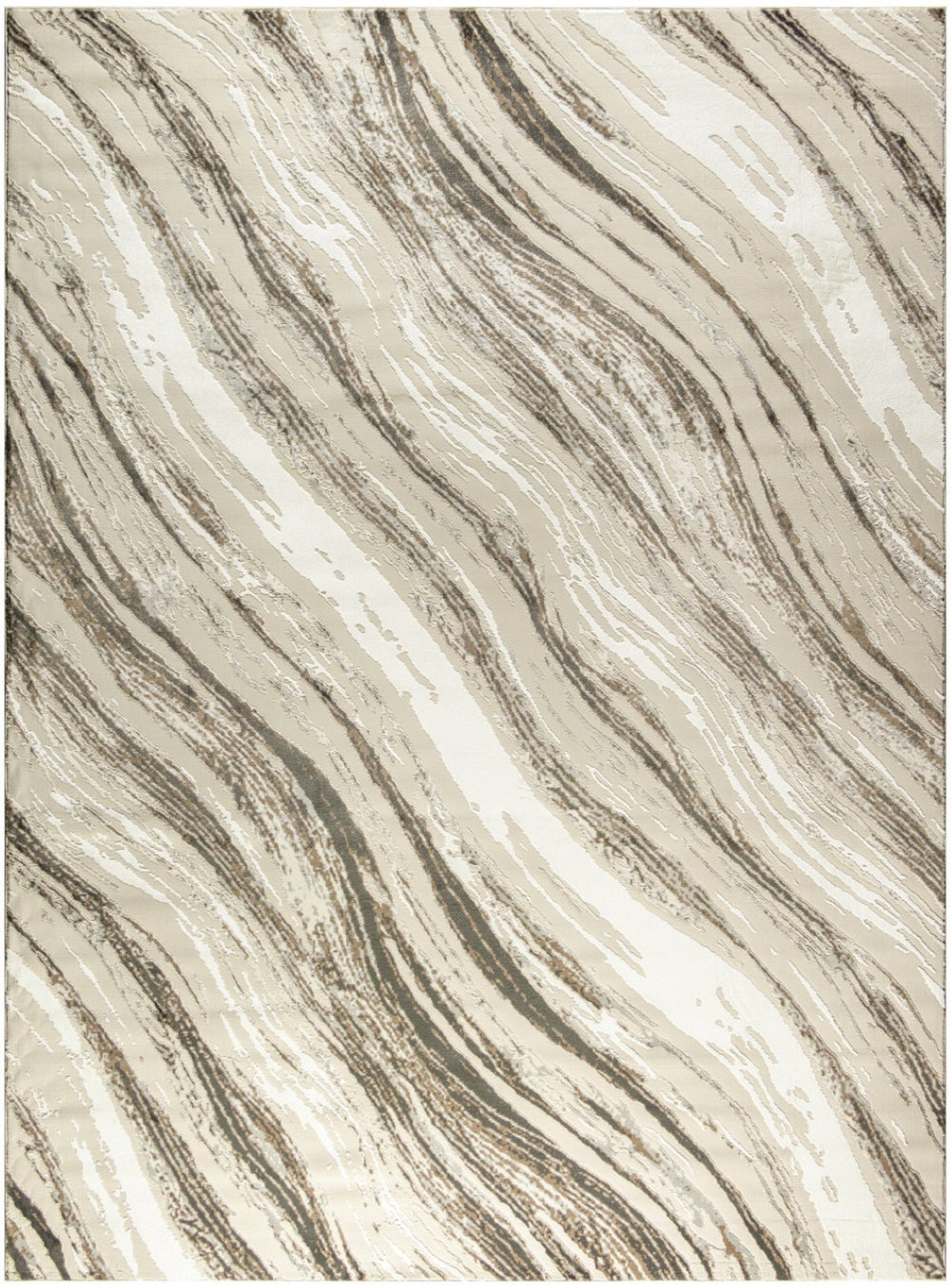 HomeRoots 5' Modern Abstract Area Rug in Beige, Black, and Gray – Stain-Resistant, Non-Skid, Durable Design 9' X 12' 551345