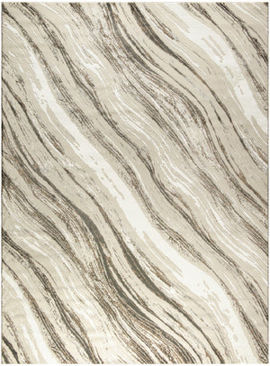 HomeRoots 5' Modern Abstract Area Rug in Beige, Black, and Gray – Stain-Resistant, Non-Skid, Durable Design 9' X 12' 551345
