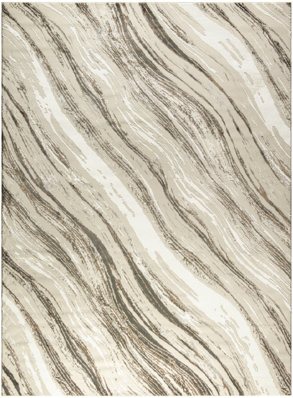 HomeRoots 5' Modern Abstract Area Rug in Beige, Black, and Gray – Stain-Resistant, Non-Skid, Durable Design 9' X 12' 551345