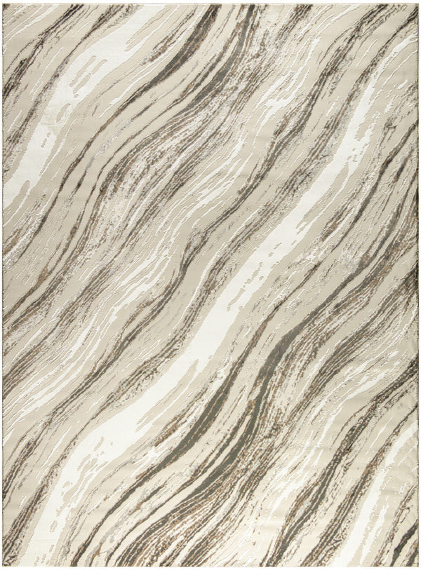 Homeroots 9' X 12' Beige Black And Gray Abstract Non Skid Area Rug  Polyester 551345