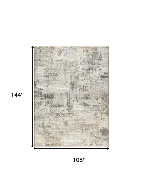 Homeroots 9' X 12' Beige Black And Gray Abstract Non Skid Area Rug  Polyester 551346