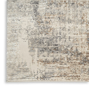 HomeRoots 5' Abstract Beige, Ivory, and Gray Non-Skid Area Rug - Modern, Stain-Resistant Design for Homes 9' X 12' 551346