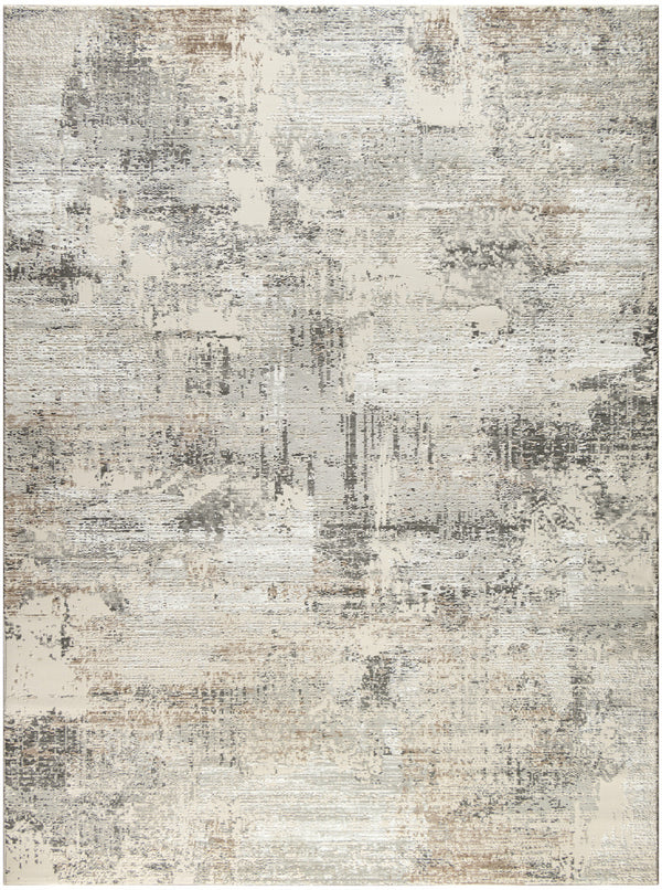 Homeroots 9' X 12' Beige Black And Gray Abstract Non Skid Area Rug  Polyester 551346