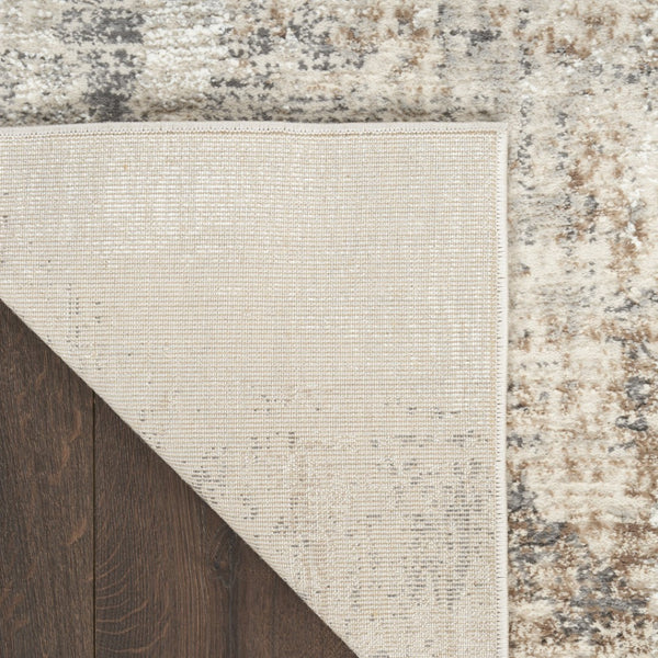 HomeRoots 5' Abstract Beige, Ivory, and Gray Non-Skid Area Rug - Modern, Stain-Resistant Design for Homes 9' X 12' 551346