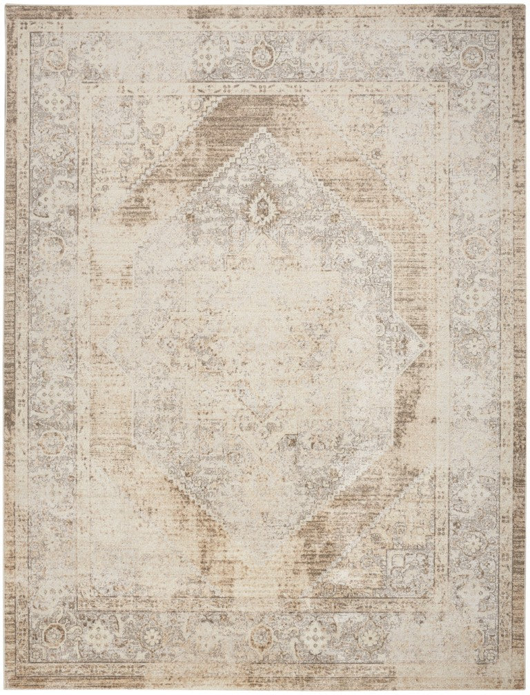 HomeRoots 9x12 Geometric Bohemian Area Rug Low Pile Polyester for Living or Dining Rooms 551348