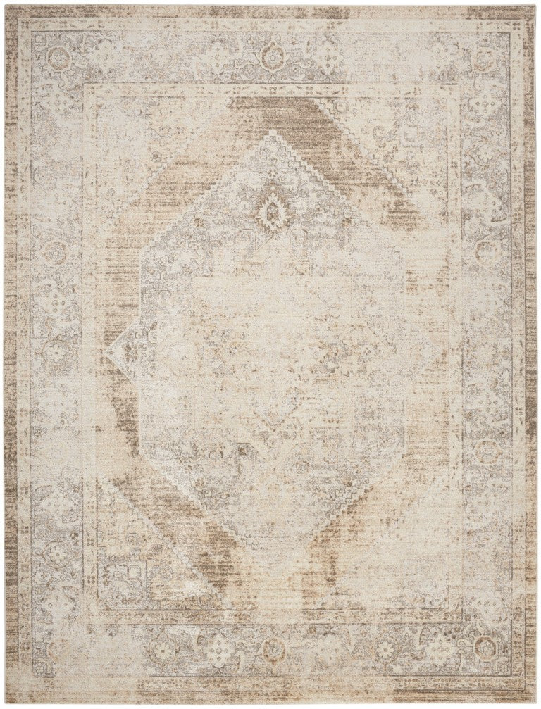HomeRoots 9x12 Geometric Bohemian Area Rug Low Pile Polyester for Living or Dining Rooms 551348