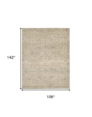 Homeroots 9' X 12' Beige And Gray Geometric Distressed Area Rug - Stylish, Durable, Stain-resistant, Perfect For Homes!  Polypropylene 551349