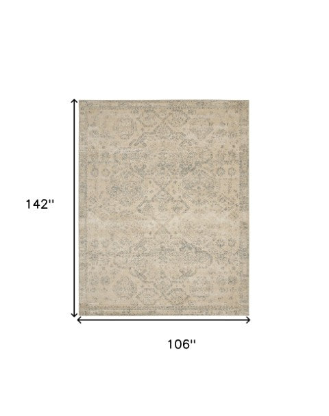 Homeroots 9' X 12' Beige And Gray Geometric Distressed Area Rug - Stylish, Durable, Stain-resistant, Perfect For Homes!  Polypropylene 551349