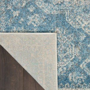 HomeRoots 9' Ivory and Light Blue Geometric Distressed Area Rug - Stylish, Durable, and Stain-Resistant Design 9' X 12' 551356