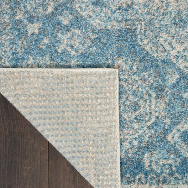 HomeRoots 9' Ivory and Light Blue Geometric Distressed Area Rug - Stylish, Durable, and Stain-Resistant Design 9' X 12' 551356