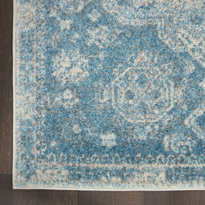 HomeRoots 9' Ivory and Light Blue Geometric Distressed Area Rug - Stylish, Durable, and Stain-Resistant Design 9' X 12' 551356