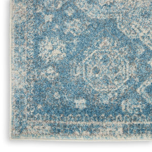 HomeRoots 9' Ivory and Light Blue Geometric Distressed Area Rug - Stylish, Durable, and Stain-Resistant Design 9' X 12' 551356