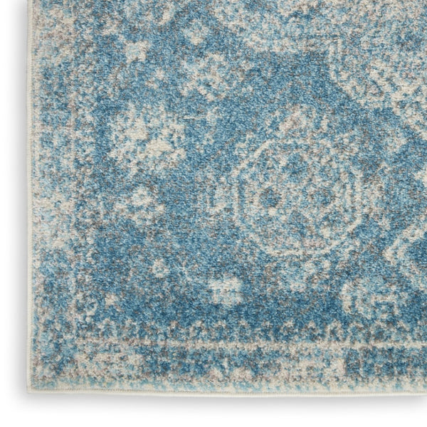 HomeRoots 9' Ivory and Light Blue Geometric Distressed Area Rug - Stylish, Durable, and Stain-Resistant Design 9' X 12' 551356