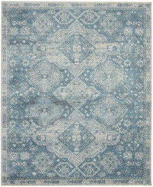 HomeRoots 9' Ivory and Light Blue Geometric Distressed Area Rug - Stylish, Durable, and Stain-Resistant Design 9' X 12' 551356
