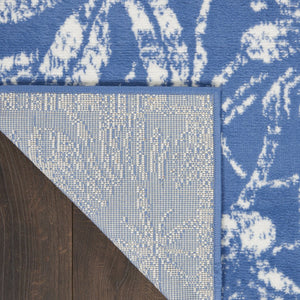 HomeRoots 7' Ivory and Blue Floral Distressed Area Rug - Timeless Charm for High-Traffic Spaces and Homes 8' X 12' 551357