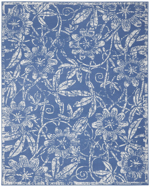 Homeroots 7' Inviting Ivory And Blue Floral Distressed Non-skid Area Rug For Durable, Stylish Home Décor 8' X 12' Polyester 551357