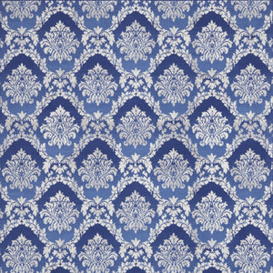 Homeroots 7' Ivory And Blue Damask Distressed Non-skid Area Rug – Durable, Stain-resistant, Stylish Home Accent 8' X 12' Polyester 551358