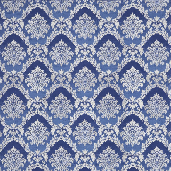 Homeroots 7' Ivory And Blue Damask Distressed Non-skid Area Rug – Durable, Stain-resistant, Stylish Home Accent 8' X 12' Polyester 551358