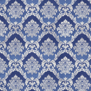 Homeroots 7' Ivory And Blue Damask Distressed Non-skid Area Rug – Durable, Stain-resistant, Stylish Home Accent 8' X 12' Polyester 551358