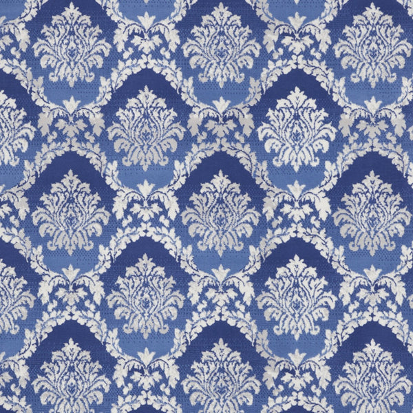 Homeroots 7' Ivory And Blue Damask Distressed Non-skid Area Rug – Durable, Stain-resistant, Stylish Home Accent 8' X 12' Polyester 551358